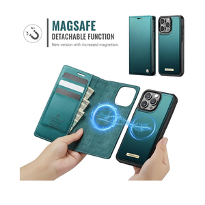 Wallet Case for iPhone 14 Pro Max Compatible with Magsafe, 2-in-1 PU Leather Flip RFID Blocking Card Holder Stand Shockproof Magnetic Detachable Cover for iPhone 14 Pro Max 6.7", Bluegreen