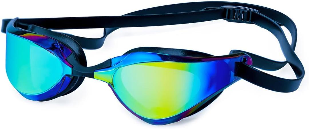 THEMAGIC5 Swim Goggles | Adult Swim Goggles for Men & Women | Antifog, No Leak Swimming Goggles for Recreation & Competition (Gold Mirror)