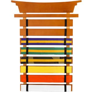 KidKraft Martial Arts Wooden Belt Holder Hanging Display for 8 Belts (Unpersonalized)