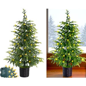3Ft Artificial Norfolk Pine Tree Potted with 80 Tips, Realistic Full Lush Vibrant Green Indoor or Outdoor Christmas Decoration for Porch, Xmas Winter Decor