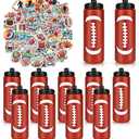 RhythmFit Football Party Favors, 6 Pack Football Water Bottles with 300 PCS Stickers, 20 oz Sports Squeeze Bottle, BPA-Free Reusable Water Bottles Bulk for Boys, Gifts For Team