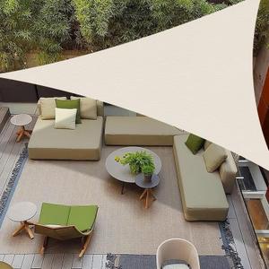 COOLBOYS 12'x 12'x 12' Sun Shade Sail Triangle Cream UV Block Outdoor Shade Canopy Sunshade for Patio Lawn Garden Carport Backyard Deck Pergola