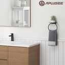 APLusee Matte Black Bath Towel Ring with Shelf, Stainless Steel Towel Holder, Wall Mount