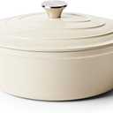 Oval Dutch Oven for Bread Baking, 4.5 Quart Non Stick Enameled Cast Iron Dutch Oven Pot with Lid, Oven Safe Oval Casserole with Lid up to 500F for Baking, Braising, Stews, Roasting (Beige)