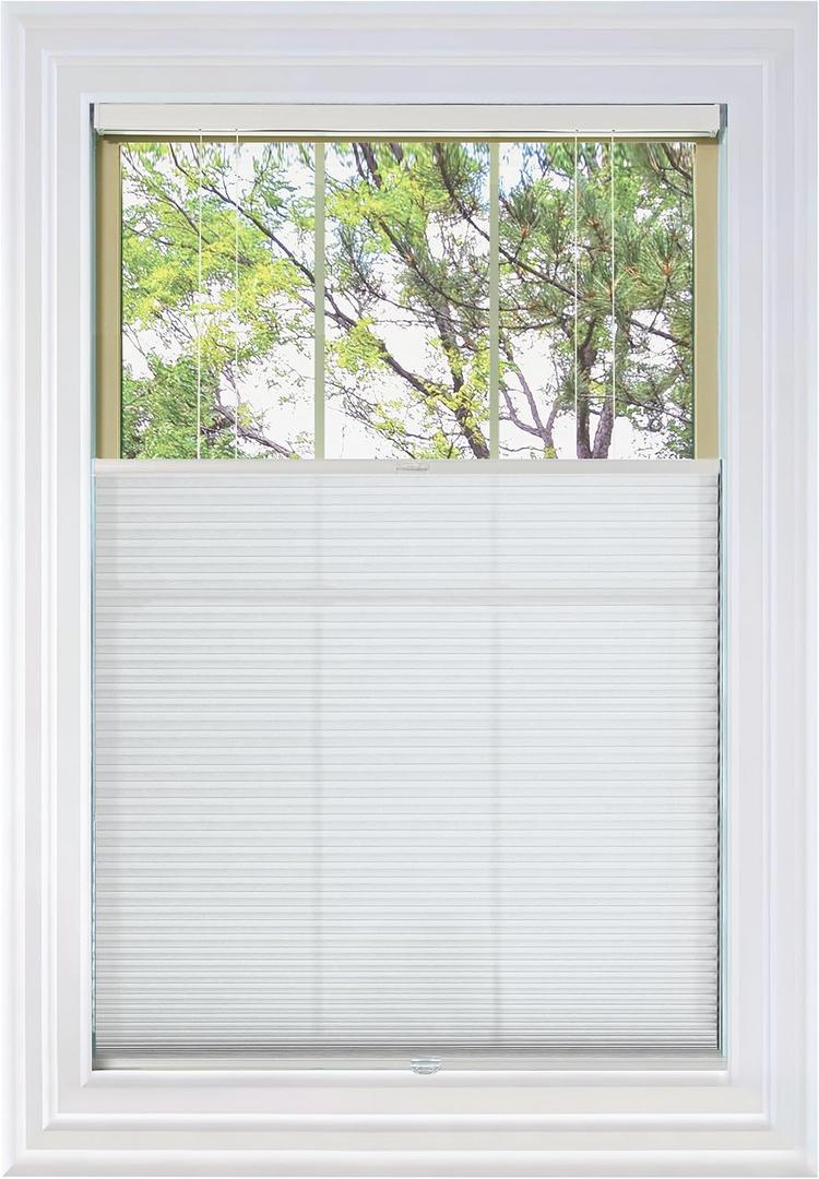 BlindsAvenue Cordless Top Down Bottom Up Cellular Honeycomb Shade, 9/16" Single Cell, Light Filtering, Cotton White, Size: 30" W x 72" H