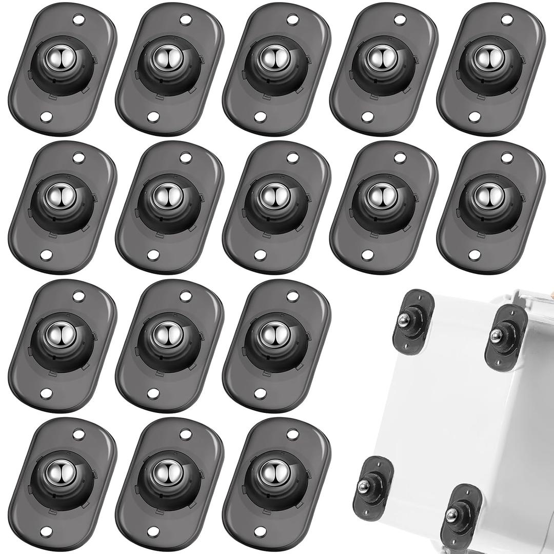 Honoson 16 Pcs Self Adhesive Caster Wheels Appliance Rollers Appliance Sliders for Kitchen 360 Swivel Universal Wheel Mini Small Kitchen (Clear Black with 1 Steel Ball Style)