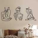 Photect 3 Pcs Metal Wall Art Decor Minimalist Abstract Woman Wall Art Metal Modern Line Drawing Decor Female Single Line Home Hanging for Bedroom Bathroom Living Room Christmas Housewarming(Modern) (13.7"L x 9.8"W)