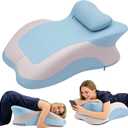 Memory Foam Ergonomic Wedge Pillow, Squat Pillow, Prone Pillow for Sleeping, Reading Pillow for Bed, Ideal for Massage, with Removable Cover, Back Support, Multi-Functional Memory Foam (Blue)