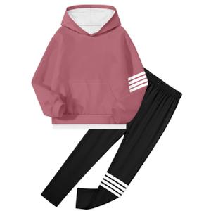 NECIOUS Girls Clothes size 7 8 Girls Fall Outfits Winter Clothes Long Sleeve Hoodie Sweatshirt Casual Pants Two Piece Kids Sweatsuit Clothing Sets (Pink)