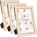eletecpro 4x6 Enamel Picture Frame with Real Glass Cover, 3 Pack Pink Photo Frame with Gold Metal Edge, Horizontal and Vertical Display Pictures 4x6 for Tabletop and Wall Decor