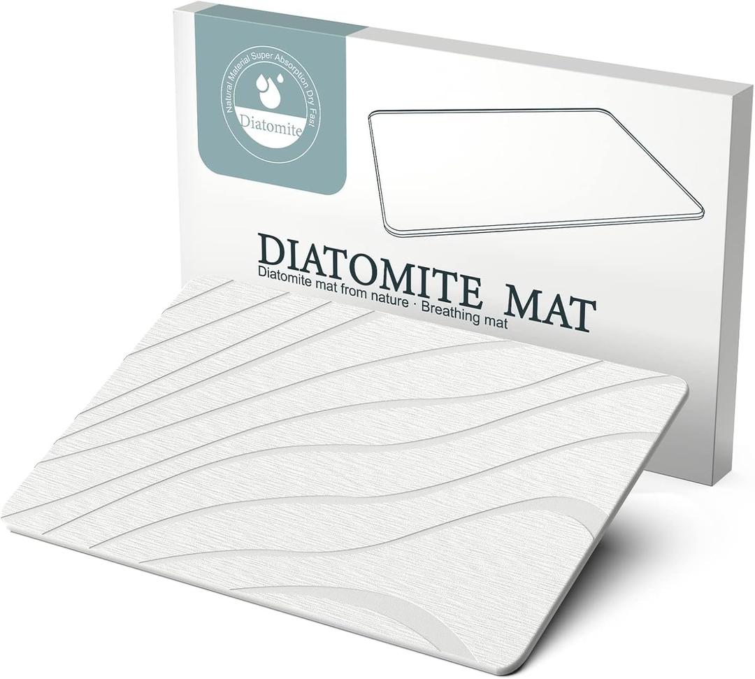LOFTER Stone Bath Mat, Diatomaceous Earth Shower Mat Nonslip Super Absorbent Quick Drying Bathroom Floor Mat, Natural Bathroom Mat Stone Easy to Clean (23.7 x 15 .5inch)