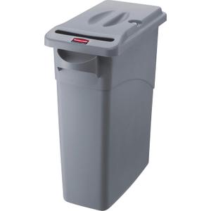 Rubbermaid Commercial Products Slim Jim Confidential Document Trash Can with Lid, 16-Gallon, Gray, Keyed Lock for Secure Disposable of Documents