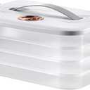 4-Layer Food Storage Container with Lids – Stackable, Airtight Cookie & Dumpling Carrier for Fridge, Freezer, Travel – BPA-Free Plastic, White (11.6” x 8.7” x 5.4”)