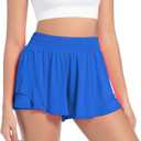 Athletic Running Shorts for Women High Waisted Flowy Shorts Butterfly Summer Gym Workout Golf Active Tennis Skorts (Blue, L)