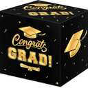 8 x Litmitfu Graduation Decorations 2026 Card Box, Black Gold Congrats Grad Paper Gift Crad Boxes Holder for Class of 2026 Graduation Party Decoration Supplies Table Decor Favors Props, 9 x 9 x 9 inches