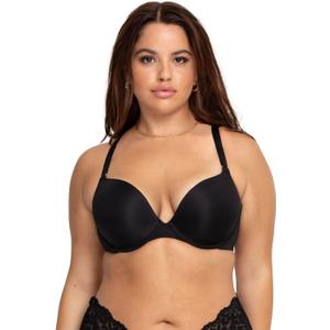 Smart & Sexy Women's Push-Up Bra  Comfortable Cotton and Spandex Fabric for Everyday Wear (38C, Black Hue (Silky Micro))