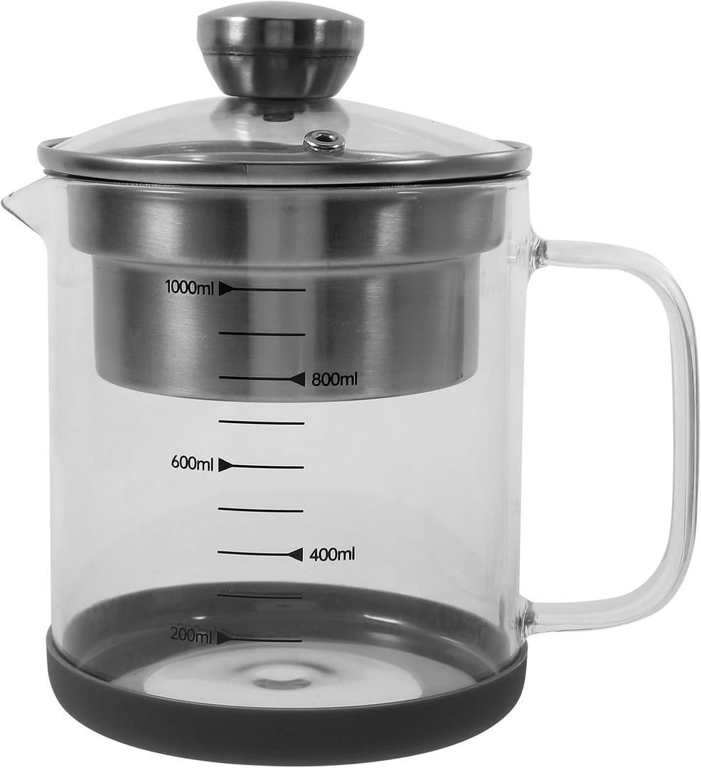 Yardwe Soy Milk Filter Pot with Fine Mesh Strainer 7.48X6.29X4.72In Glass Container 32Oz for Kitchen Nut Milk Tea Brewing Juice Filtration