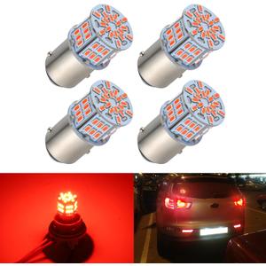 4PCS 1157 LED Bulb Brake Tail Light 12V-24V Super Bright 2357 2057 7528 BAY15D LED Replacement Light Kit Set for Car Tail Brake Turn Signal Lights - Brilliant Red