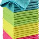 HOMEXCEL Microfiber Cleaning Cloth, 24 Pack Cleaning Rags, Cleaning Towels with 4 Color Assorted, 11.5"X11.5"(Green/Blue/Yellow/Pink)