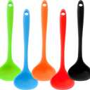 5 Pieces Silicone Ladles for Cooking - Small Soup Ladle Spoon Heat Resistant Kitchen Ladle Spoons, Cooking and Serving Spoon for Soup Sauce Chili Gravy Canning Pouring (5 Colors)