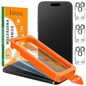 IMBZBK [Auto-Dust Removal] 3 Pack Matte Screen Protector for iPhone 17 Pro Max [Military Grade] Accessories, Case Friendly Film, 3 Tempered Glass Camera Lens Protector, Anti-Glare, Smooth as Silk