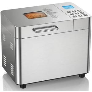 2LB Bread Maker Machine, OSIPOTO 17 in 1 Automatic Stainless Steel Bread Machine, Non-stick, Beginner-Friendly Controls, 15 Hour Timer, Easy to Clean Low Noise, High Success Rate for Homemade Bread