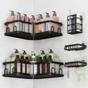 Veken Corner Shower Caddy 5-Pack, Advanced Rustproof Design, No Drilling Adhesive Shelves, Rack with Soap Holder, Bathroom Organizers and Storage, Wall-Mounted Kitchen&Home Decor,Black,Gifts for Mom
