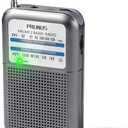Pocket Battery AM FM Radio Portable, Mini Transistor Radio with Excellent Reception, Tuning Knob with Signal Indicator, AAA Battery Operated for ICE Storms&Walking, DE333 by PRUNUS (Silver01)