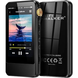HIFI WALKER H20 Pro Hi-Res Music Player with Bluetooth, Digital Audio Player with 3.2" Touchscreen, Dual DAC, 3.5mm & 4.4mm Balanced Output, USB DAC, 64GB Micro SD Card Included (Black)