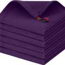 Homaxy 100% Cotton Waffle Weave Dish Cloths - 6 Pack Soft and Absorbent Dish Towels - 12 x 12 Inches Quick Dry Dish Rags - Eggplant