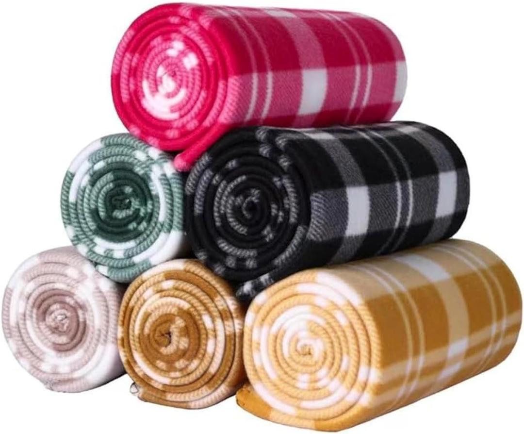 ZYFZCYBL Fleece Blanket Bulk Pack of 6 Cozy Fleece Throw Blankets 50x60 Warm Soft Lightweight Breathable Pet-Friendly for Bed Sofa Camping Wedding GiftsMultiple Print (Plaid)