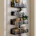 4 Pack Magnetic Spice Rack for Refrigerator, Black Magnetic Shelf and Fridge Kitchen Storage Cabinet Organizers Seasoning Organization Mini Shelves, Organizadores de Cocina