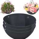 3PCS 16 Inch Round Hanging Basket Liners Fabric Hanging Plant Liners Non-Woven Planter Liners Black Felt Liners Replacement Inserts for Hanging Baskets Outdoor Plants - Avoid Bird Nesting