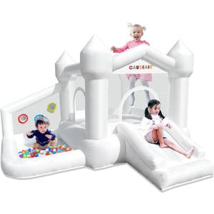 Causeair Inflatable White Bounce House with Ball Pit,Bounce Castle Indoor & Outdoor Use,Bouncy House with Blower for Kids 3-8, 103 inches x 113 inches x 70 inches