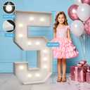 4FT Marquee Light Up Numbers 5,Party Decoration Large Marquee Light Up Letters with Weighted Water Bag,Pre-cut Foam Board Set Can Be Used for Birthdays,Weddings,Baby Anniversaries