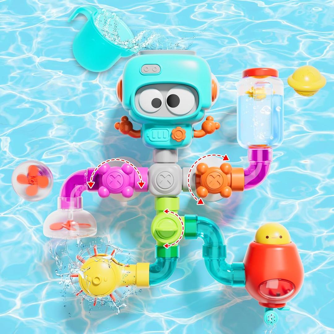 DIY Assemble Water Pipe, Bath Toys for Kids Ages 4-8, Building Kit for Ages 5-7, Fun Bath Tub Time Birthday Gifts for Toddlers 3 + Year Old Boys & Girls