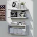 RICHER HOUSE Floating Shelves Set of 3, Farmhouse Bathroom Wall Mounted Shelves with Invisible Brackets Over Toilet, Wall Shelves for Bathroom Bedroom, Living Room, Kitchen - Rustic White