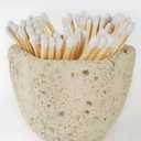 Concrete Matches Holder with Striker-Beautiful Petal Shape Match in Jar-for Cute/Fancy/Long Candle Match,Refresh Any Modern Home Decor with Premium floral Jar-No Matches (milky beige)