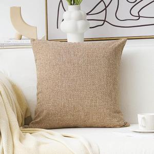 Textured Burlap Linen European Pillowcase Pillow Sham Large Cushion Cover for Sofa, 24x24(60cm), Natural Linen