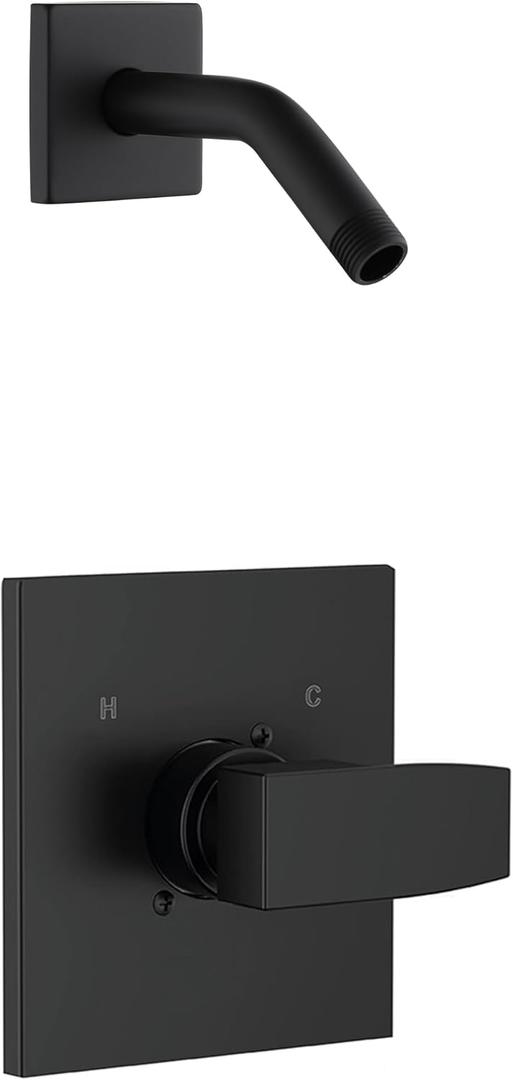 Replacement for Delta 13/14 Series Shower Handle Trim Kit with Shower Arm and Flange, Compatible with Delta R10000 Valve, Matte Black (Cartridge and Valve Not Included)