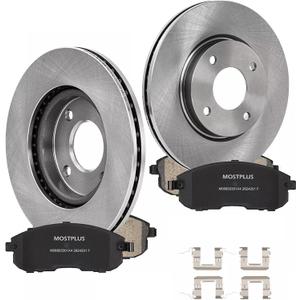MOSTPLUS Front Vented Disc Brake Rotors+Ceramic Brake Pad Compatible for 2007-2012 Nissan Sentra Versa / 2009-2014 Cube Brake Rotors Pads Kit 11.02"