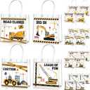 Aliceset 20 Pcs Construction Party Goodie Bags with Handles Construction Themed Party Favors Truck Theme Treat Bags for Birthday Decoration Baby Shower Supplies, 8 x 8 x 3.15 Inch