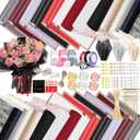 512Pcs Flower Wrapping Paper Kit with 120 Sheets Waterproof Floral Wrapping Paper 3D Butterfly Decor Crowns,Bouquet Pins Ribbons,DIY Crafts for Mother's Day Valentines Graduation Birthday Gift