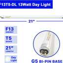 Konideke 8 Pack 21 Inch T5 Fluorescent Bulbs 13 Watt Daylight 6500K, F13T5D Under Cabinet Lights Bulb, 750 Lumen G5 Base
