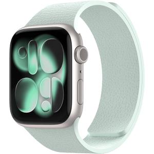 Magnetic Silicone Band Compatible with Apple Watch Band Ultra 3/2/1 & SE 3/2/1 & Series 11 10 9 8 7 6 5 4 3 49mm 46mm 45mm 44mm Strong Magnetic Clasp, Waterproof & Adjustable (Pale Mint)