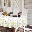 Oval Floral Tablecloth, 60 x 84Inch,Spring Summer Watercolor Wildflower Table Cloth, Waterproof and Wrinkle-Resistant,Suitable for Kitchen and Dining Room Decor
