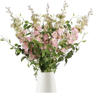 IPOPU 9Pcs Artificial Delphinium Pink Flowers Combo - 33.5" Clematis Greenery Stems, Long Stem Larkspur for Wedding Centerpieces, Bridal Bouquet, Home Party Table Decor