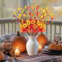 12Pcs Fall Flowers Decorations Artificial Floral Stems with Pumpkin Flower - Thanksgiving Decor Autumn Picks Arrangements for Home Vase Table Centerpieces