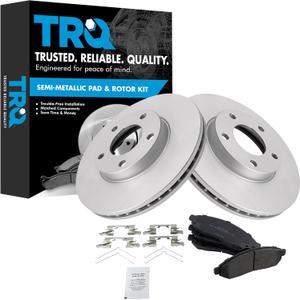 TRQ Front Brake Pad and Rotor Set Semi Metallic Vented Rotors Compatible with 2011-2014 Nissan LEAF 2013-2021 NV200
