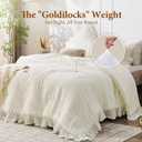JOLLYVOGUE Cream Queen Comforter Set,3pcs Seersucker Comforters Queen Size